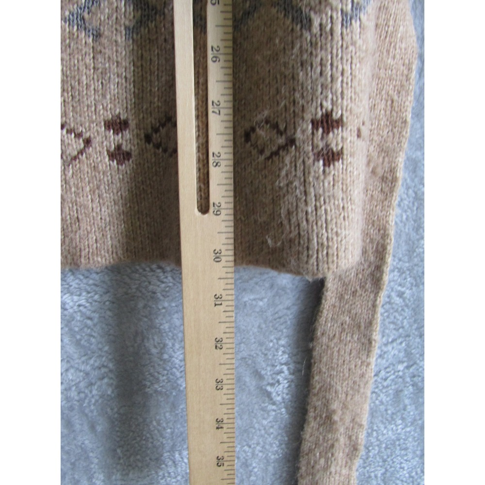Lucky Brand Womens M Brown Tan Fair Isle Shawl Collar Belted Cardigan‎ Sweater - Picture 6 of 9